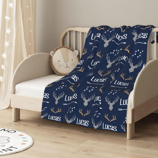 Personalized Baby Blankets for Girls | Custom Baby Blanket with Name for Kids | Woodland Animals-e