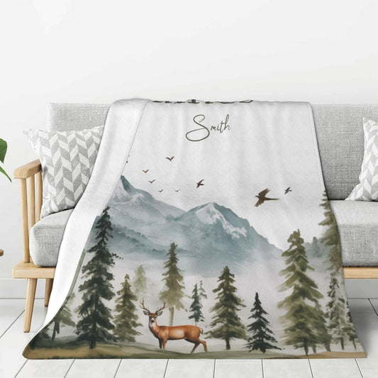 Personalized Baby Blankets for Girls | Custom Baby Blanket with Name for Kids | Woodland Animals-f